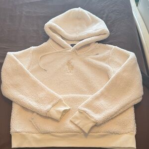 Cozy White Hoodie Sherpa Sweater
